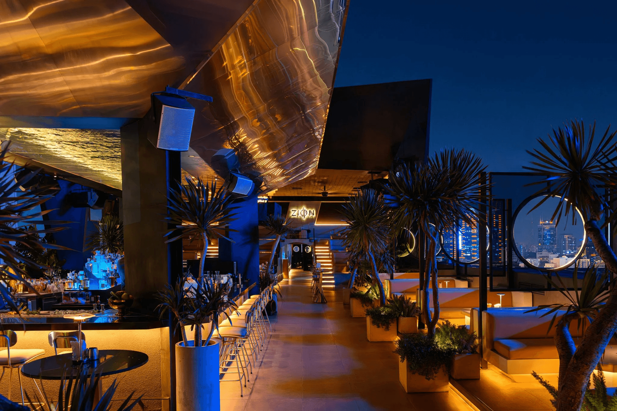 Zion rooftop lounge overlooking Saigon at night